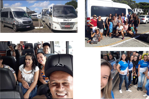 Fotos da MG Transporte: vans, passageiros e equipe